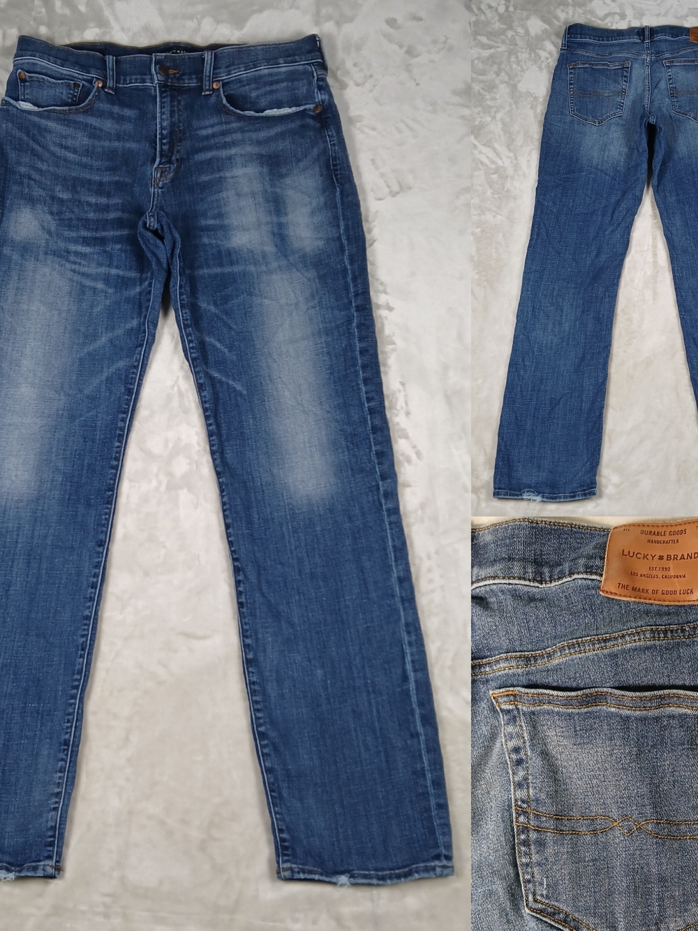 Lucky Brand 121 Slim Jeans 34x34 Men's Whiskering Fading Medium Wash